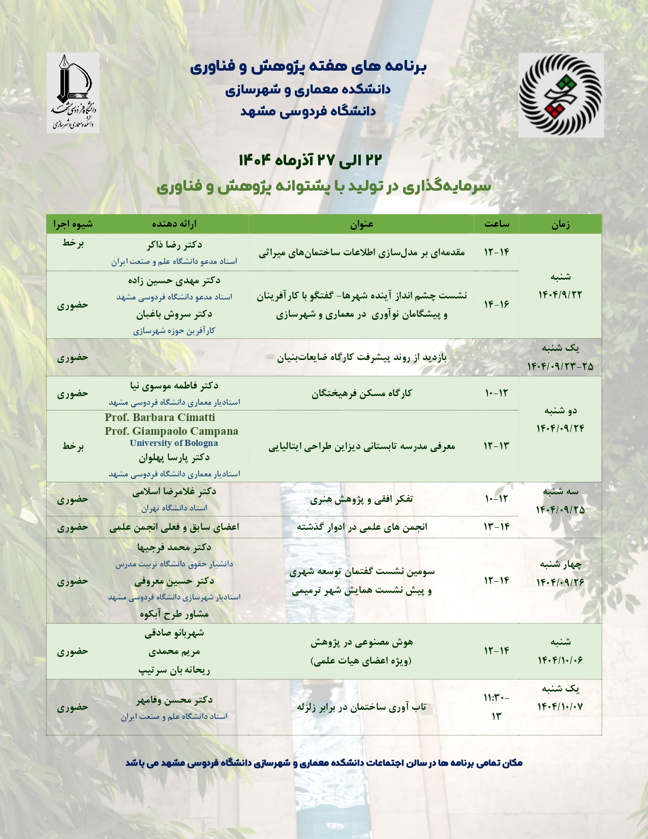 Research and Technology Week Programs 1404